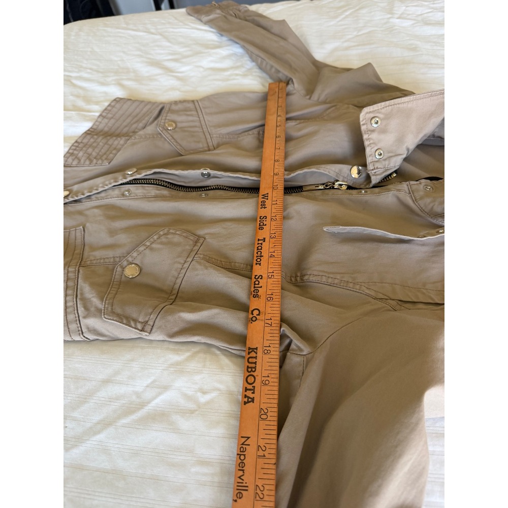 White House Black Market Tan Khaki Utility Military Jacket Size 8 - Picture 5 of 6
